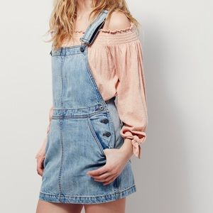 Free People “me and you” denim overall jumper
